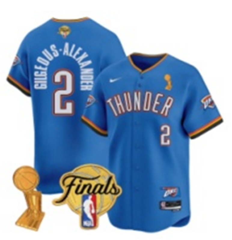 Men 2025 Oklahoma City Thunder #2 Gilgeous Alexander Blue Nike Joint Name NBA Jersey style 3->oklahoma city thunder->NBA Jersey